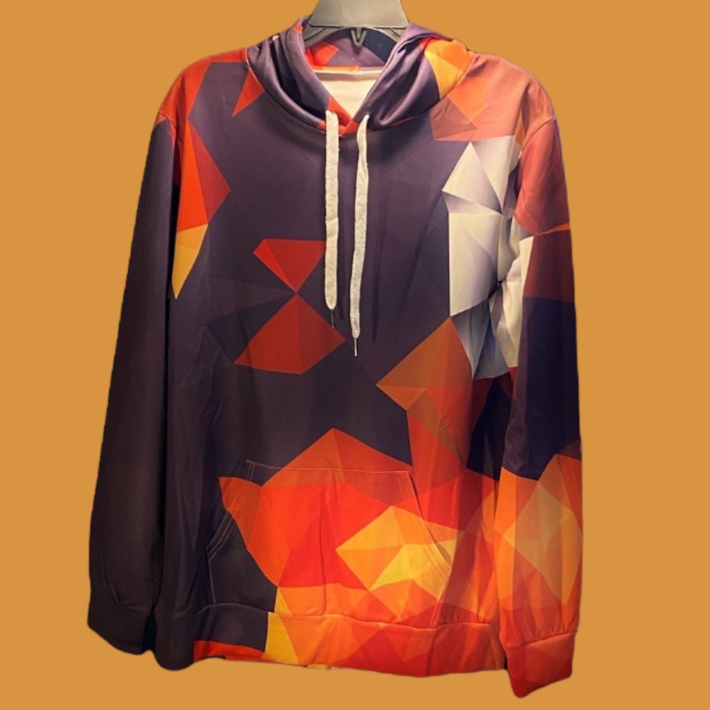 NWOT 3D Print Lightweight Hoodie Sweatshirt Geometric Adult S/M spring